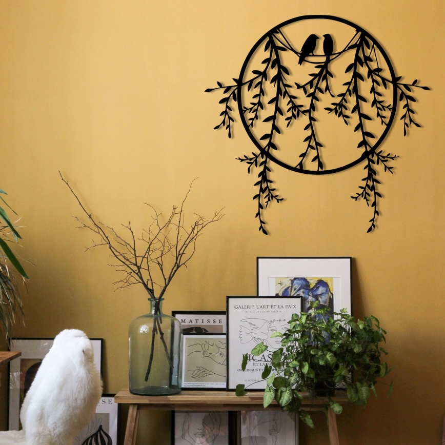 Seinälle tarkoitettu koriste 45x44 cm, metalliset oksat