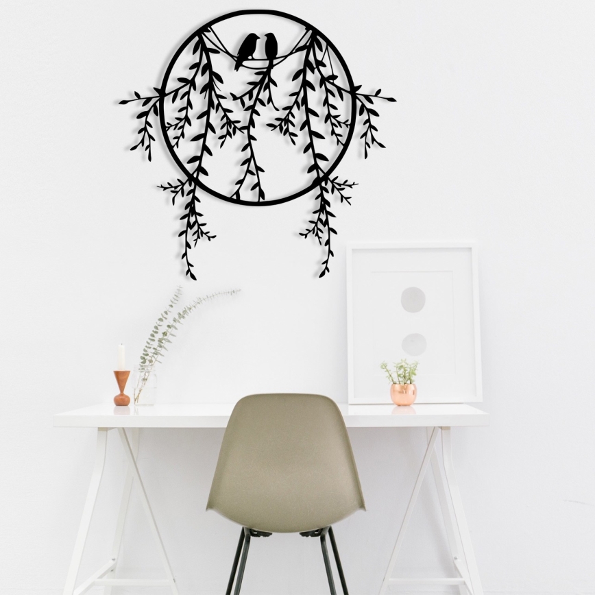 Seinälle tarkoitettu koriste 45x44 cm, metalliset oksat