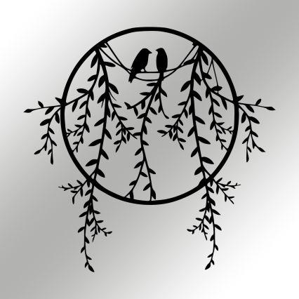 Seinälle tarkoitettu koriste 45x44 cm, metalliset oksat