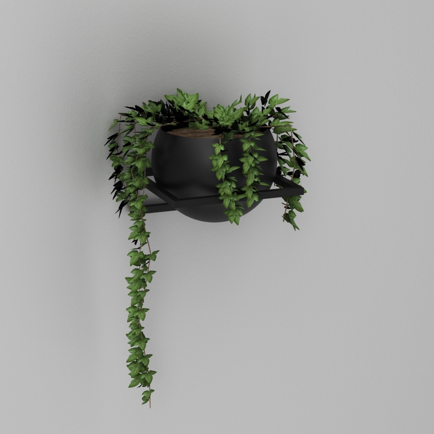 Seinälle asennettava kukkaruukku 27x29 cm musta