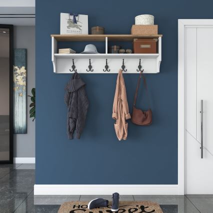 Seinään kiinnitettävä naulakko RANI 120x37,2 cm valkoinen/beige