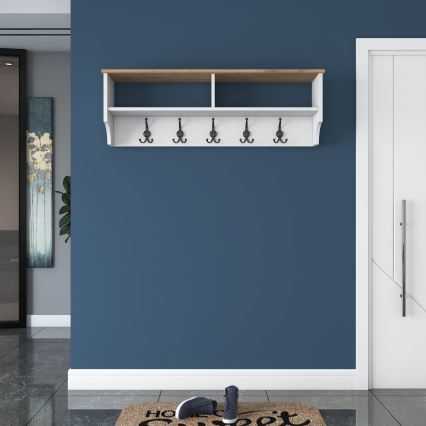 Seinään kiinnitettävä naulakko RANI 120x37,2 cm valkoinen/beige