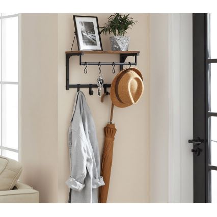 Seinänaulakko hyllyllä NATE, ruskea/musta