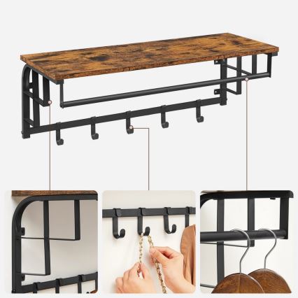 Seinänaulakko hyllyllä NATE, ruskea/musta