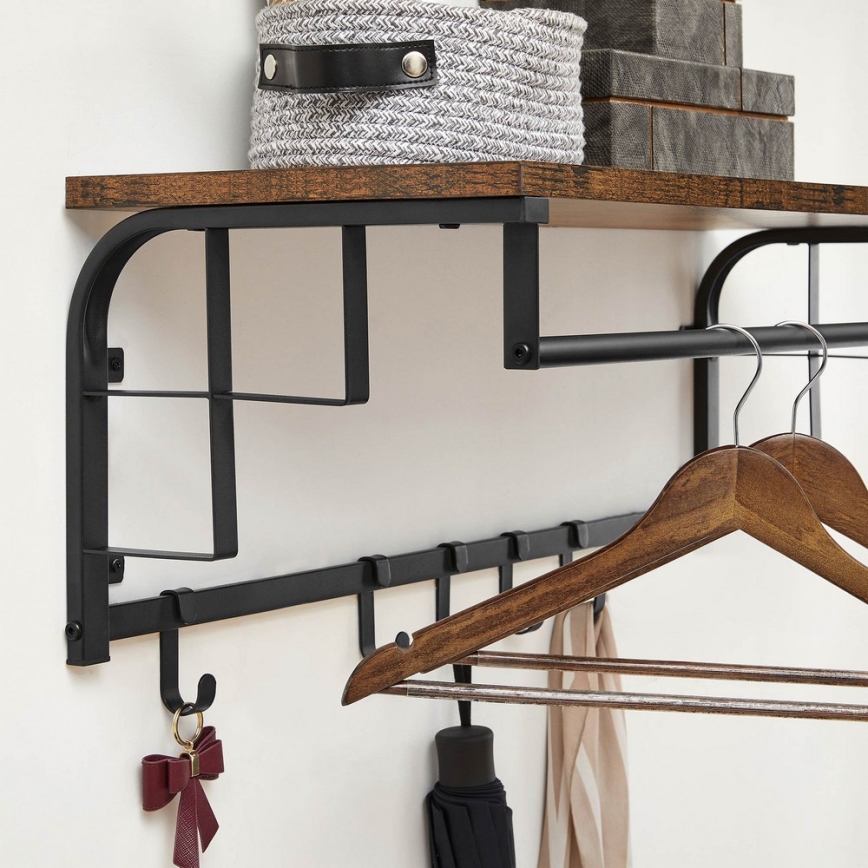 Seinänaulakko hyllyllä NATE, ruskea/musta