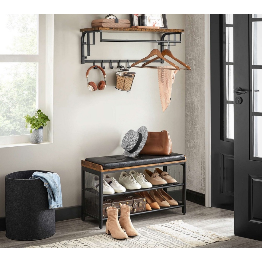 Seinänaulakko hyllyllä NATE, ruskea/musta