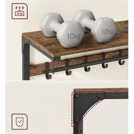 Seinänaulakko NATE hyllyllä, ruskea/musta