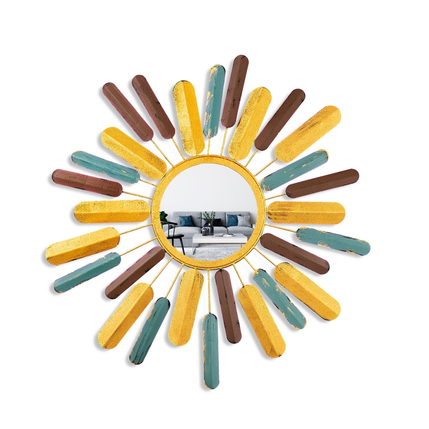 Seinäpeili AURINKO halkaisija 75 cm keltainen