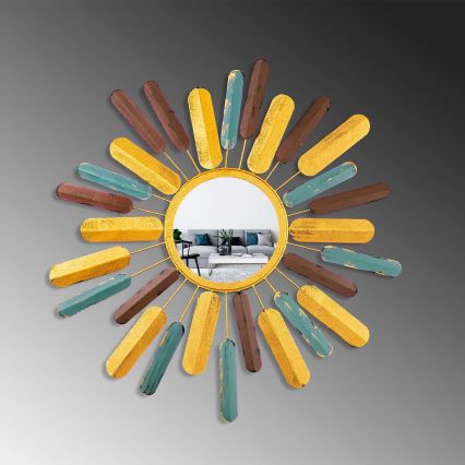 Seinäpeili AURINKO halkaisija 75 cm keltainen