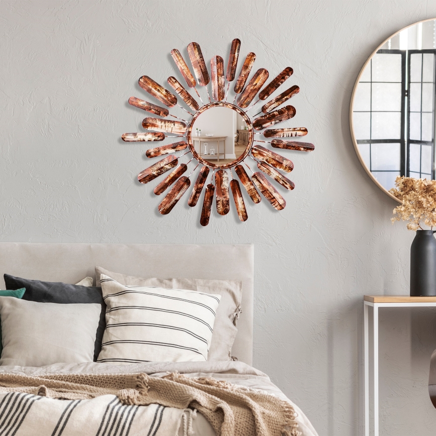 Seinäpeili AURINKO halkaisija 75 cm ruskea