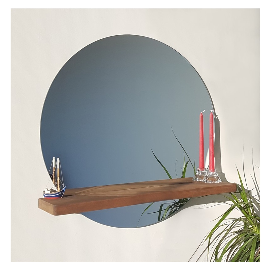 Seinäpeili hyllyllä SUNSET 70x70 cm mäntyä