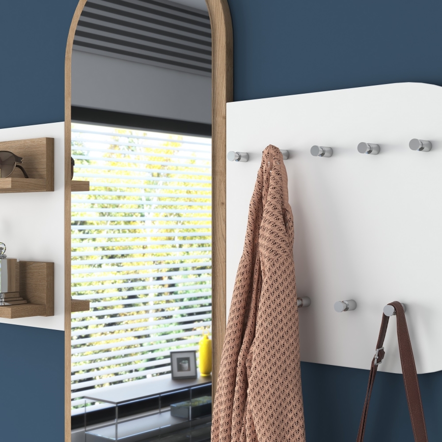 Seinälle asennettava peili RANI 125x120 cm valkoinen/ruskea