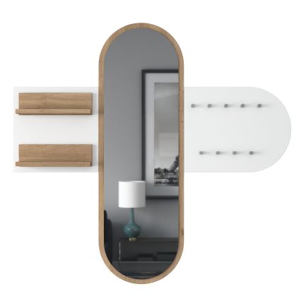 Seinälle asennettava peili RANI 125x120 cm valkoinen/ruskea