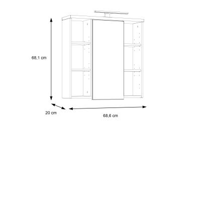 Seinäpeilikaappi VENOM, valkoinen/sonoma-tammi