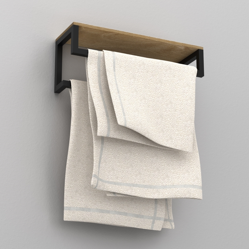 Seinäpyyhepidike hyllyllä 14x40 cm musta