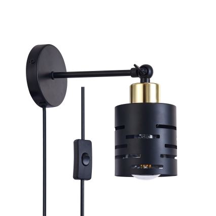 Seinäspotti ELEN kytkimellä 1xE27/35W/230V musta/kultainen