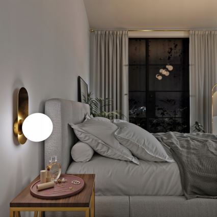 Seinävalaisin 1xE27/40W/230V kulta/valkoinen