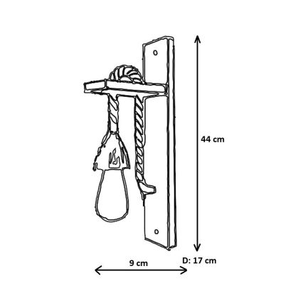 Seinävalaisin AHSAP 1xE27/40W/230V mänty pähkinä