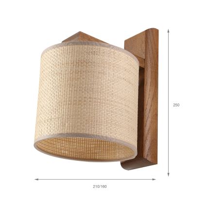 Seinävalaisin AIDA 1xE27/15W/230V tammi/raffia