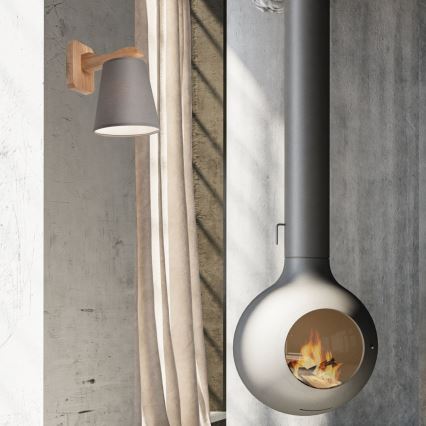 Seinävalaisin ANDREA 1xE27/60W/230V tammi/harmaa