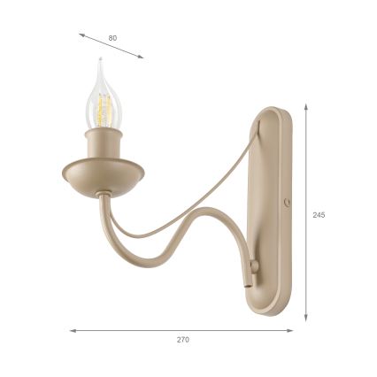 Seinävalaisin ANTON 1xE14/60W/230V beige