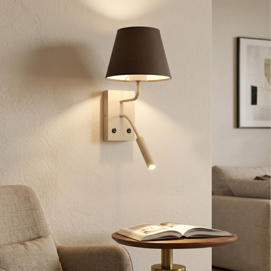 Seinävalaisin ARDEN 1xE27/15W/230V + 1xG9/8W beige/ruskea