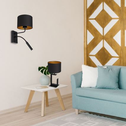 Seinälampun ARDEN 1xE27/60W/230V + 1xG9/8W musta/kulta