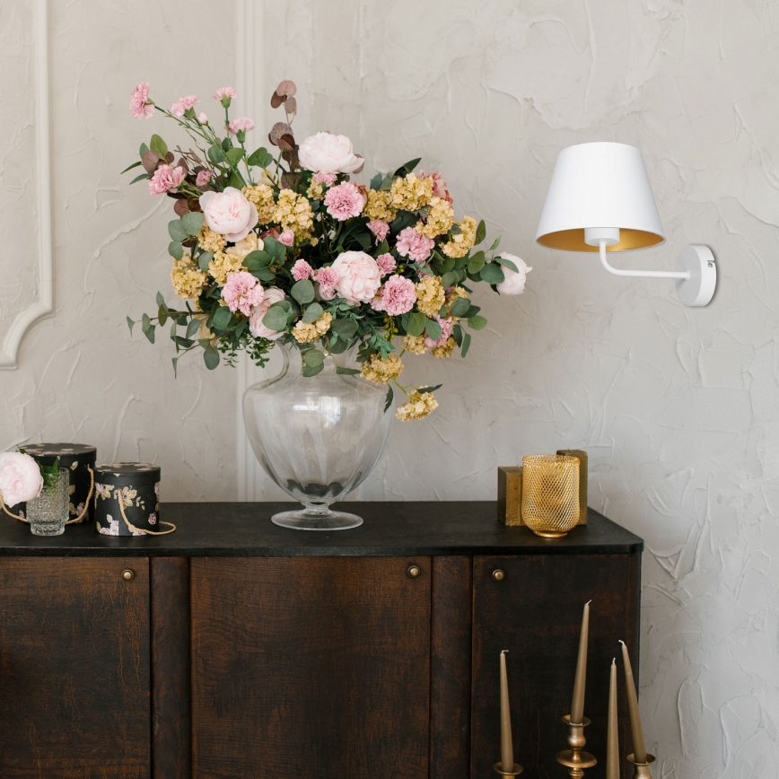 Seinävalaisin ARDEN 1xE27/60W/230V valkoinen/kulta