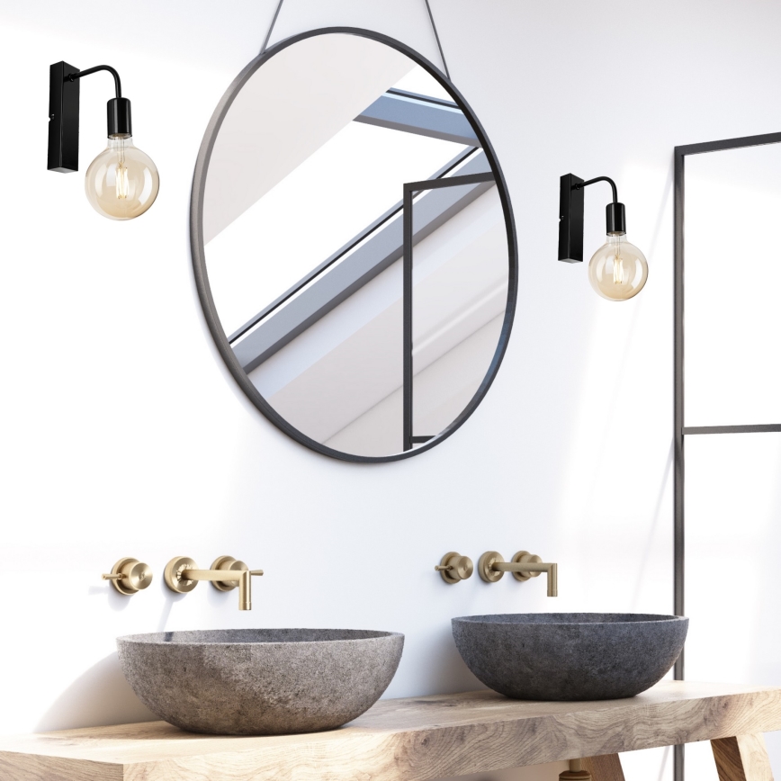 Seinävalaisin ASTRID 1xE27/60W/230V kiiltävä musta