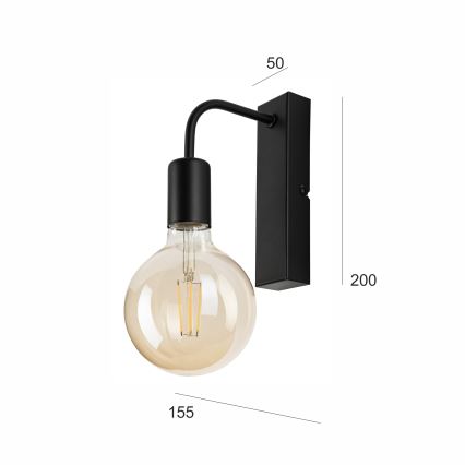 Seinävalaisin ASTRID 1xE27/60W/230V matta musta