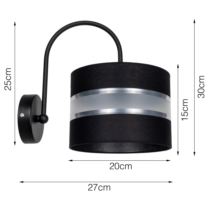 Seinävalaisin CORAL 1xE27/60W/230V musta