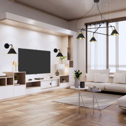 Seinävalaisin DEMET 1xE27/60W/230V musta/kulta