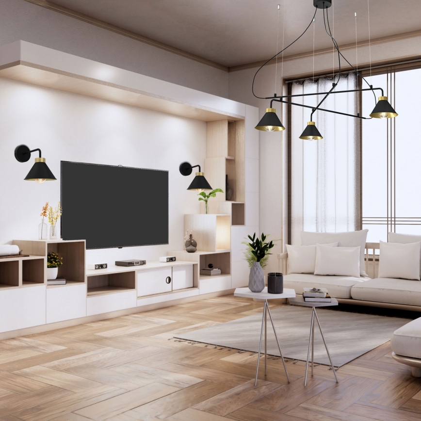 Seinävalaisin DEMET 1xE27/60W/230V musta/kulta