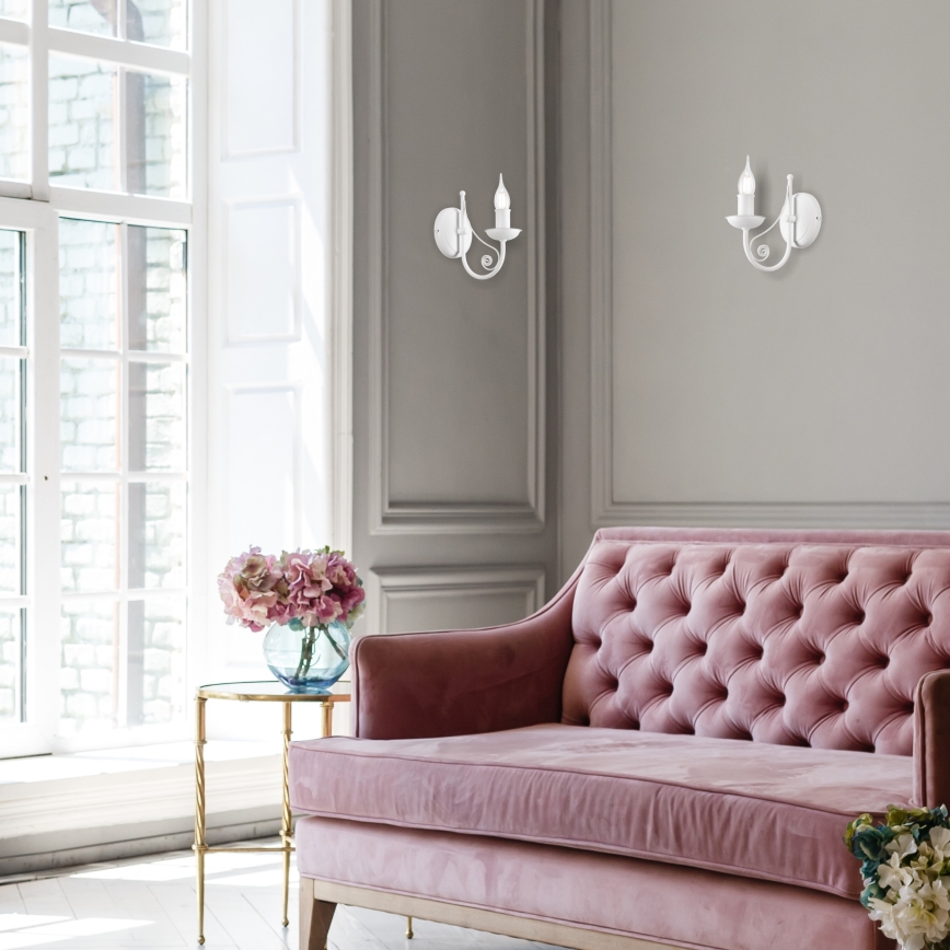 Seinävalaisin DONATO 1xE14/40W/230V valkoinen