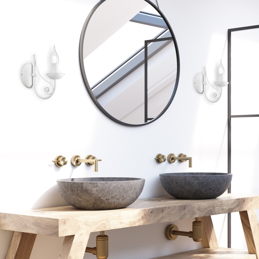 Seinävalaisin DONATO 1xE14/40W/230V valkoinen