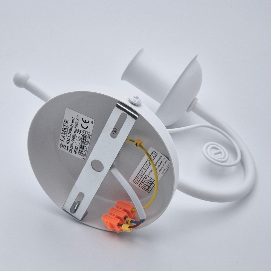 Seinävalaisin DONATO 1xE14/40W/230V valkoinen