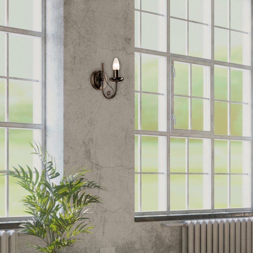 Seinävalaisin DONATO 1xE14x40W/230V patina