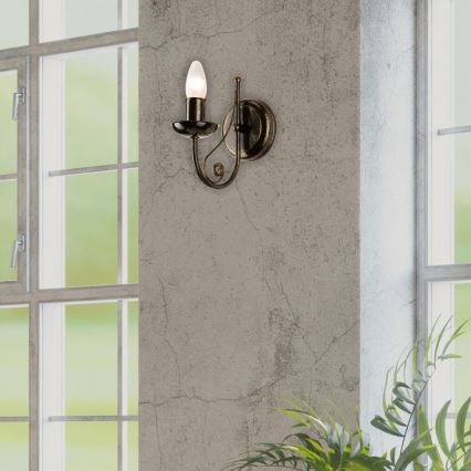 Seinävalaisin DONATO 1xE14x40W/230V patina