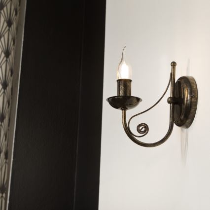 Seinävalaisin DONATO 1xE14x40W/230V patina