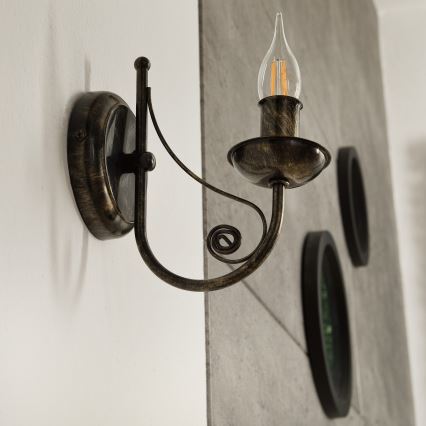 Seinävalaisin DONATO 1xE14x40W/230V patina