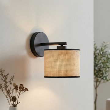 Seinävalaisin ECO 1xE27/15W/230V beige/rottinki
