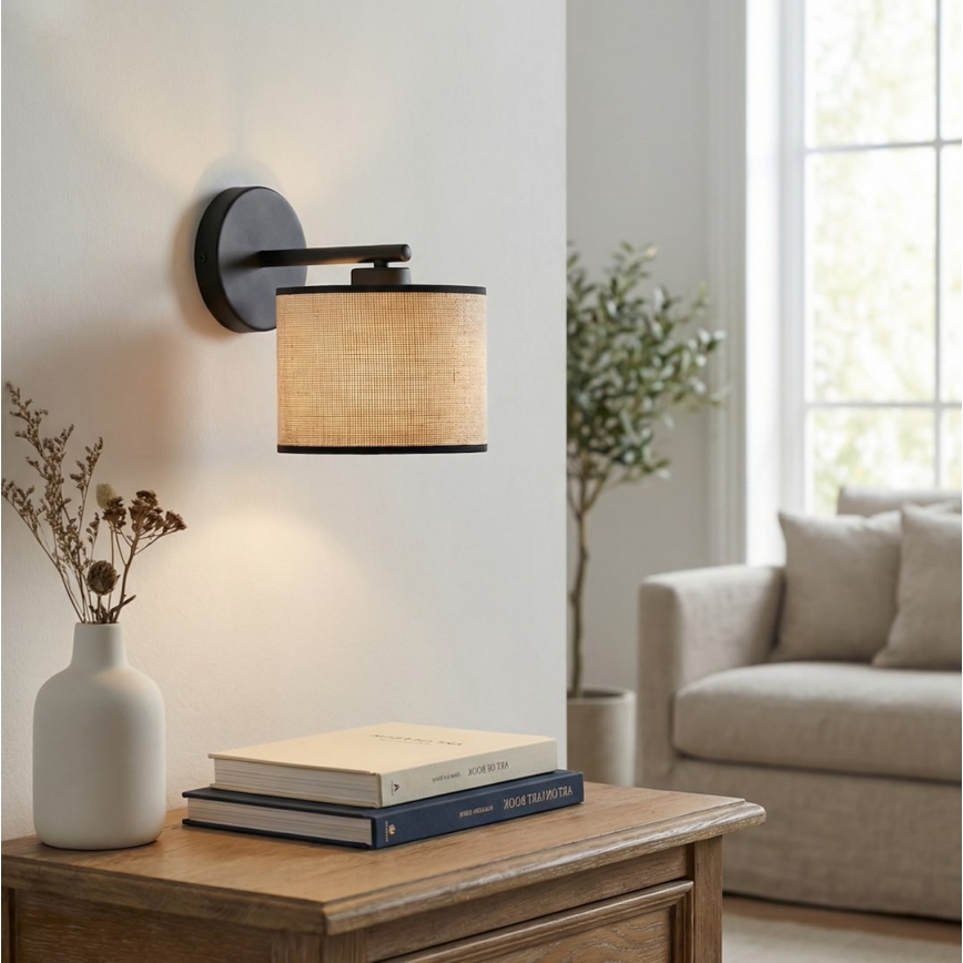 Seinävalaisin ECO 1xE27/15W/230V beige/rottinki