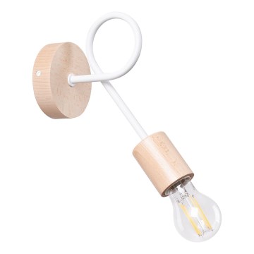 Seinävalaisin EMBER 1xE27/15W/230V valkoinen/beige/pyökki