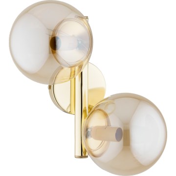 Seinävalaisin ERAL 2xE14/10W/230V kultainen/beige/savunharmaa