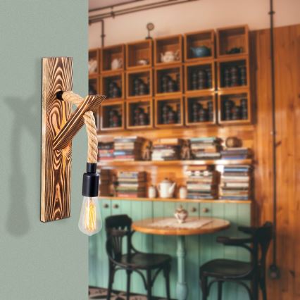 Seinävalaisin EREBOS 1xE27/40W/230V ruskea