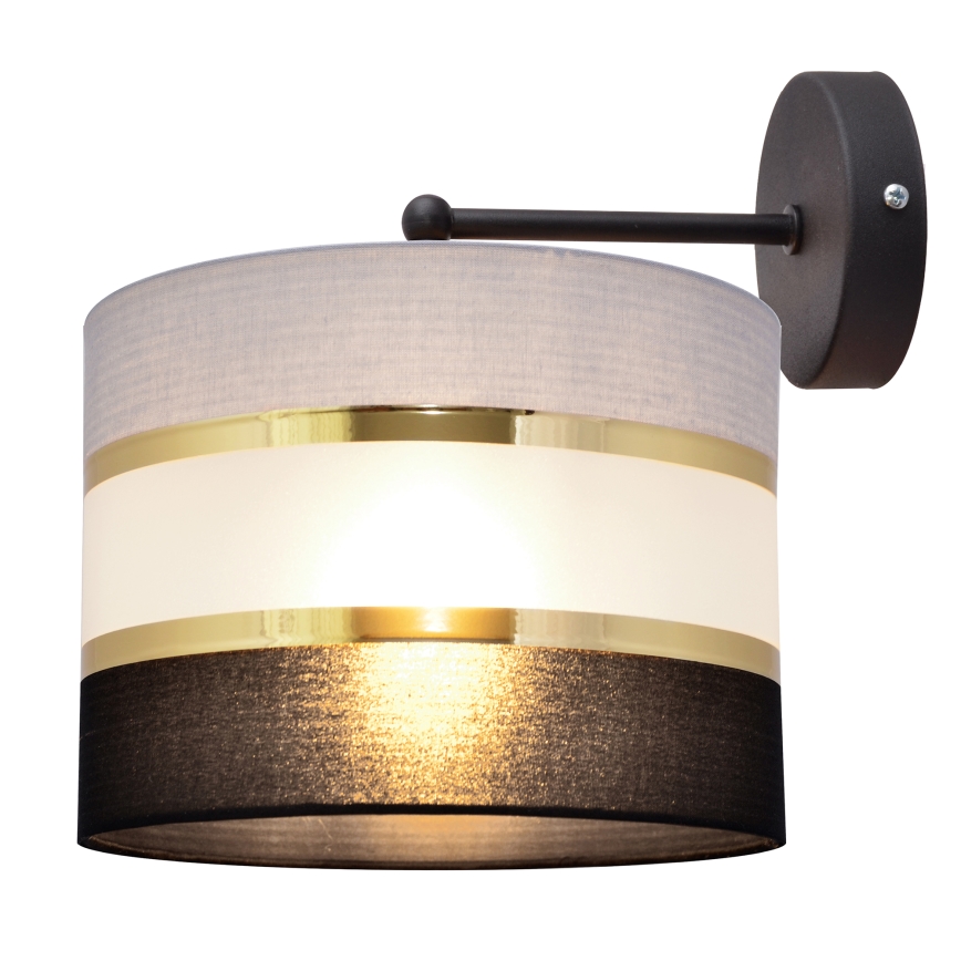 Seinävalaisin HELEN 1xE27/15W/230V musta/harmaa/kulta