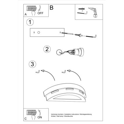 Seinävalaisin HELIOS 1xE27/60W/230V valkoinen