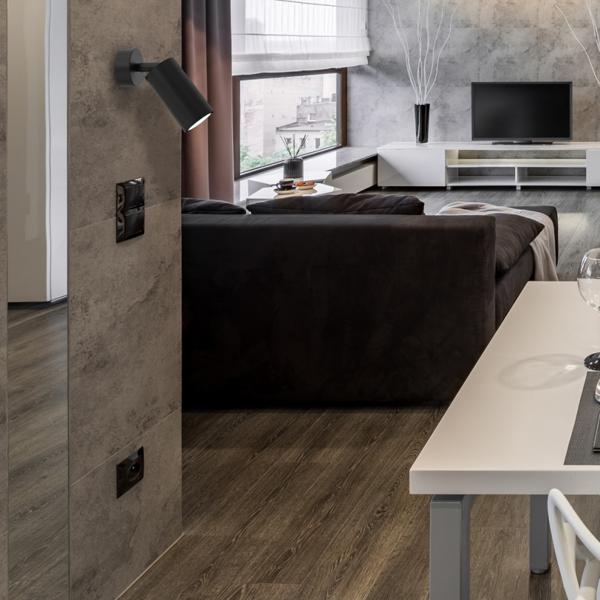 Seinävalaisin HUDSON 1xGU10/8W/230V musta