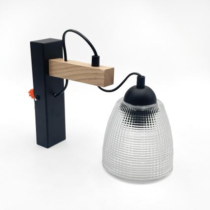 Seinävalaisin LEANDRA 1xE27/15W/230V tammi/musta