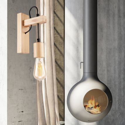 Seinävalaisin LEON 1xE27/60W/230V pyökki